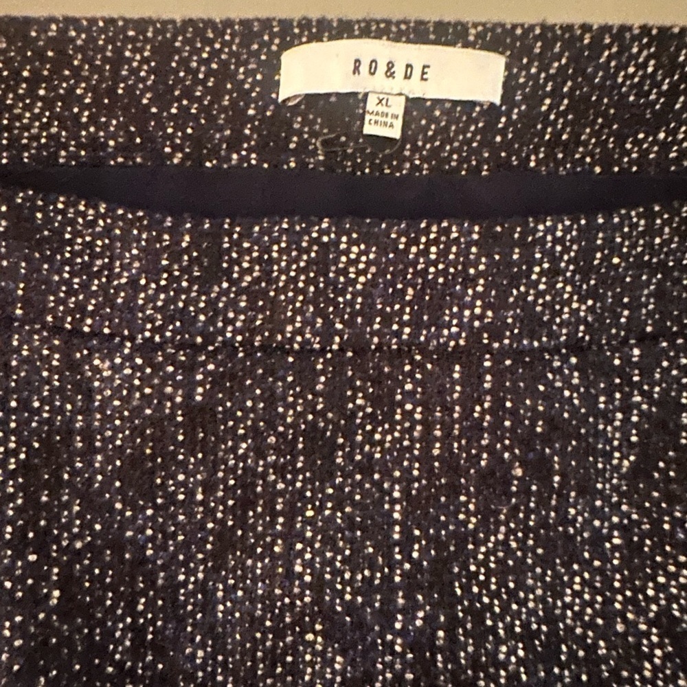 Anthropologie RO & DE Blue Tweed Audrey Midi Trumpet Skirt High Low Women’s XL - Picture 3 of 4